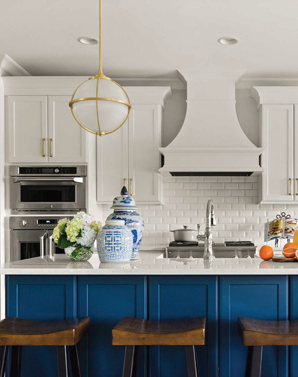 Custom kitchen cabinetry with contrasting island