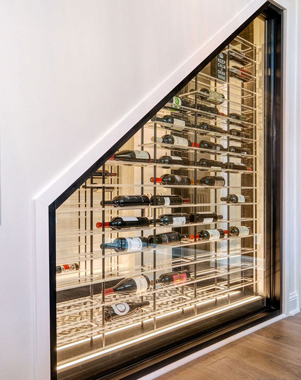 Wine storage shelving and cabinetry